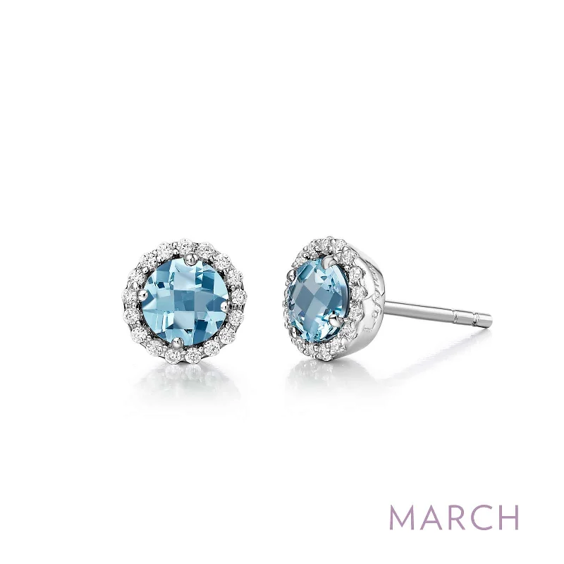 Thick cuff earrings-Lafonn Simulated Diamond Aquamarine Birthstone Earrings - March BE001AQP