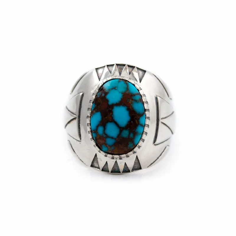 Fine pearl rings-Geo Deco Turquoise Ring