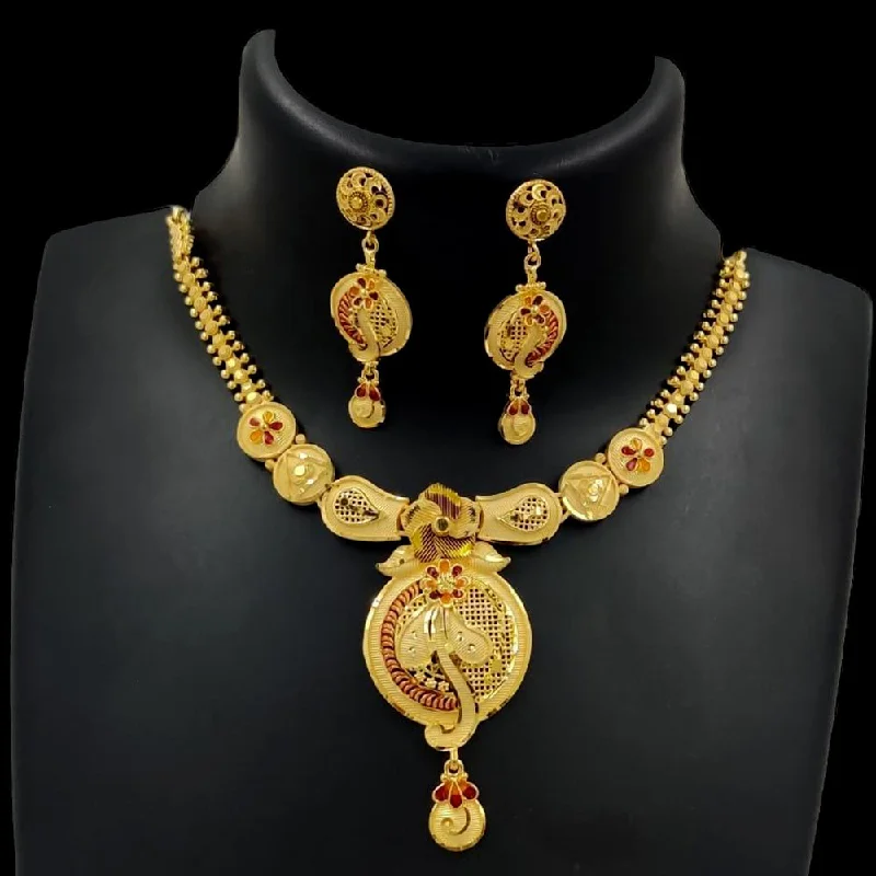 Leaf charm necklaces-Pari Art Jewellery Forming Gold Necklace Set