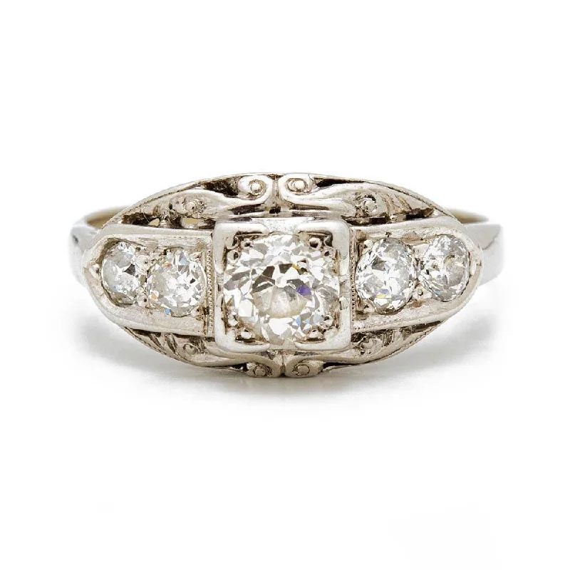 Fox motif rings-Antique Edwardian Diamond Ring