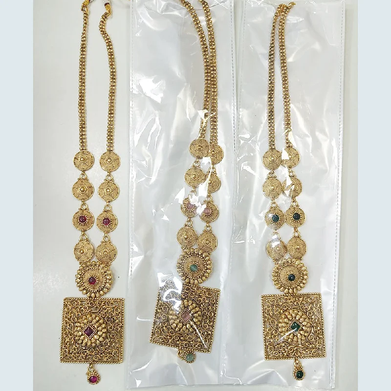 Smooth pendant necklaces-Rani Sati Jewels Gold Plated Necklace Set (1 Piece Only)