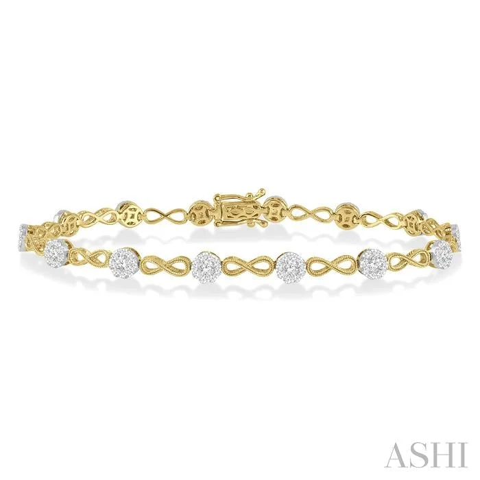 Silk cord bangles-LOVEBRIGHT DIAMOND INFINITY LINK BRACELET