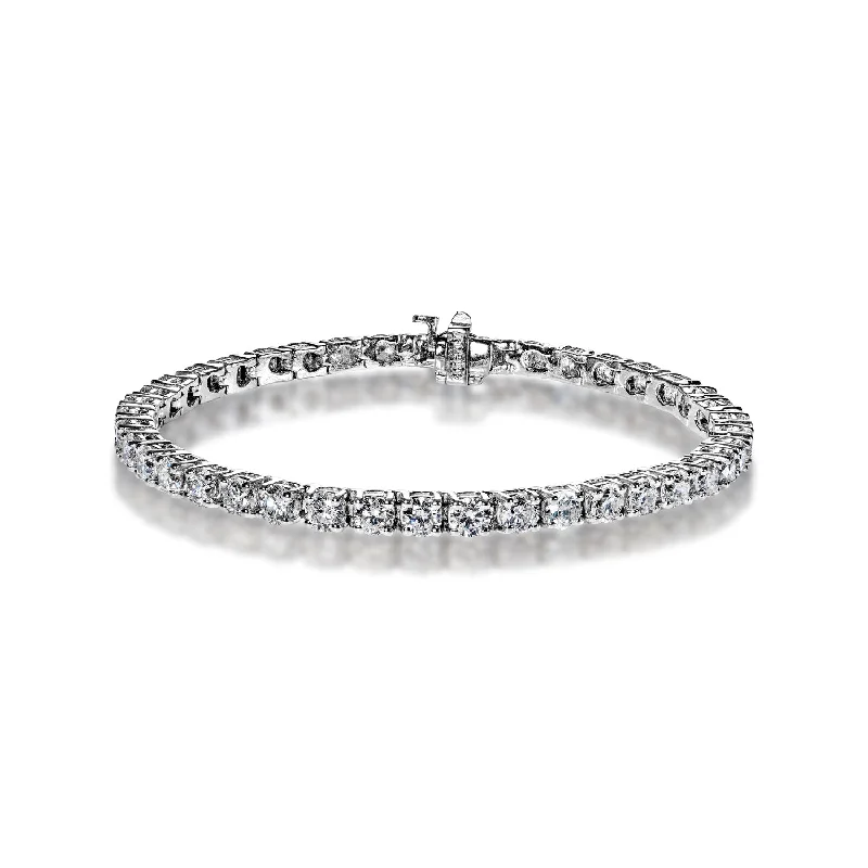 Alloy weave bangles-Margot 10 Carat Round Brilliant Single Row Diamond Tennis Bracelet in 14k White Gold