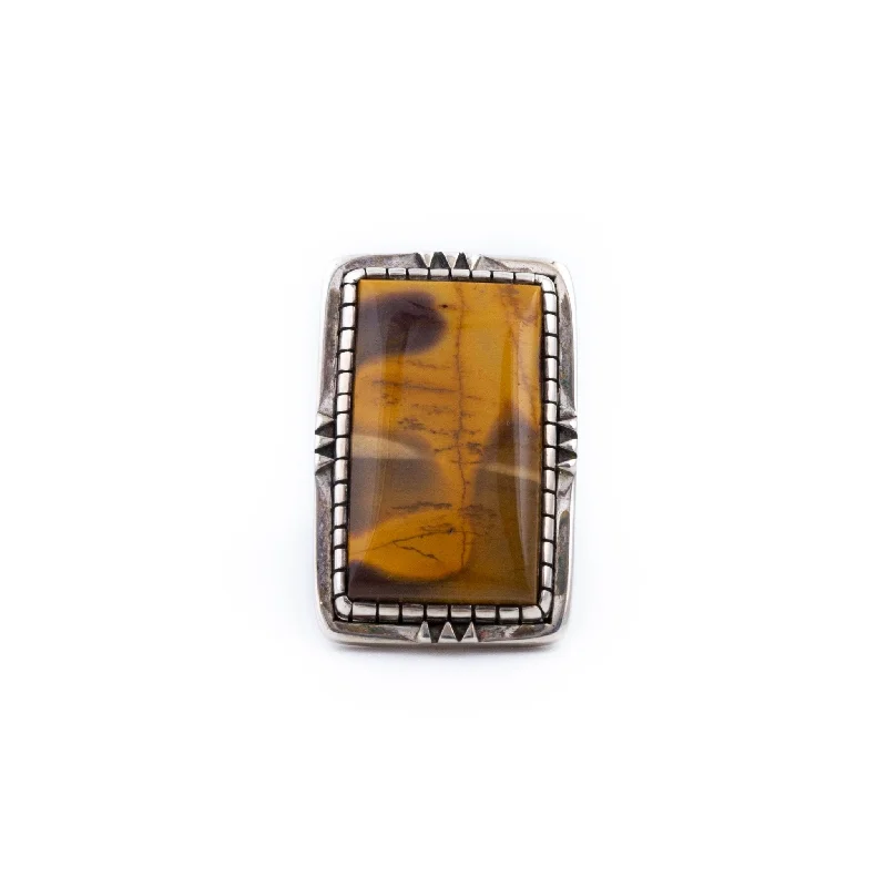 Art deco rings-Yellow Mookite Jasper Ring