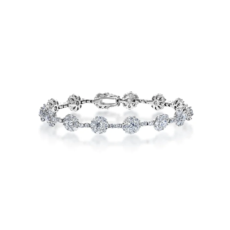 Woven cord bangles-Kamila 7 Carats Round Brilliant Diamond Single Row Bracelet in 18k White Gold