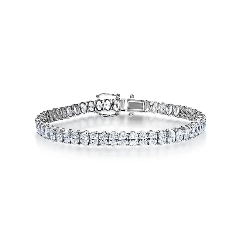 Thin frame bangles-Nyla 11 Carats Oval Cut Diamond Single Row Tennis Bracelet in 18k White Gold