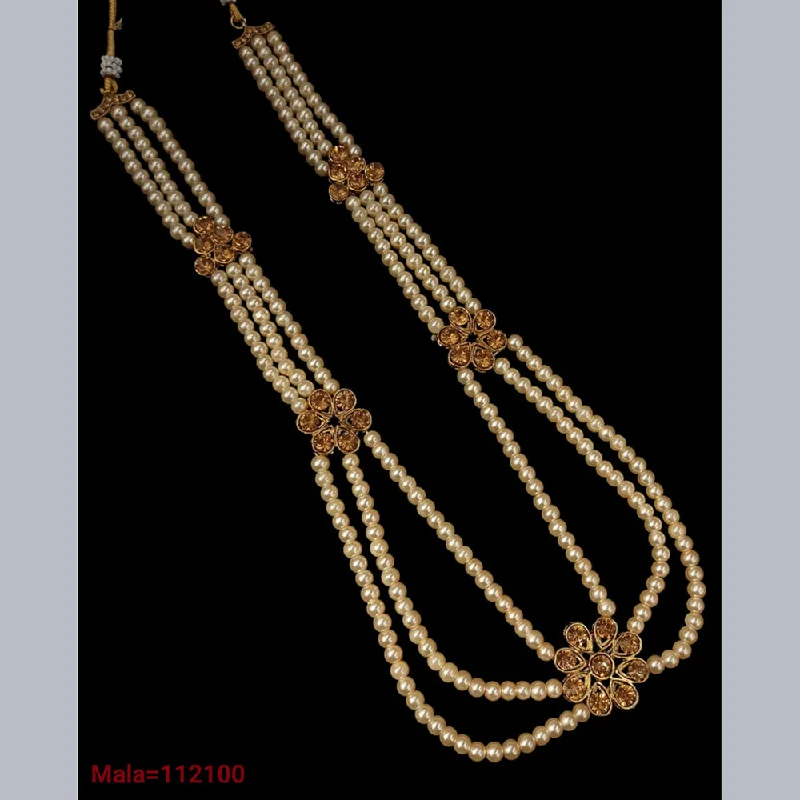 High gloss necklaces-Padmawati Bangles Gold Plated Pearl Necklace