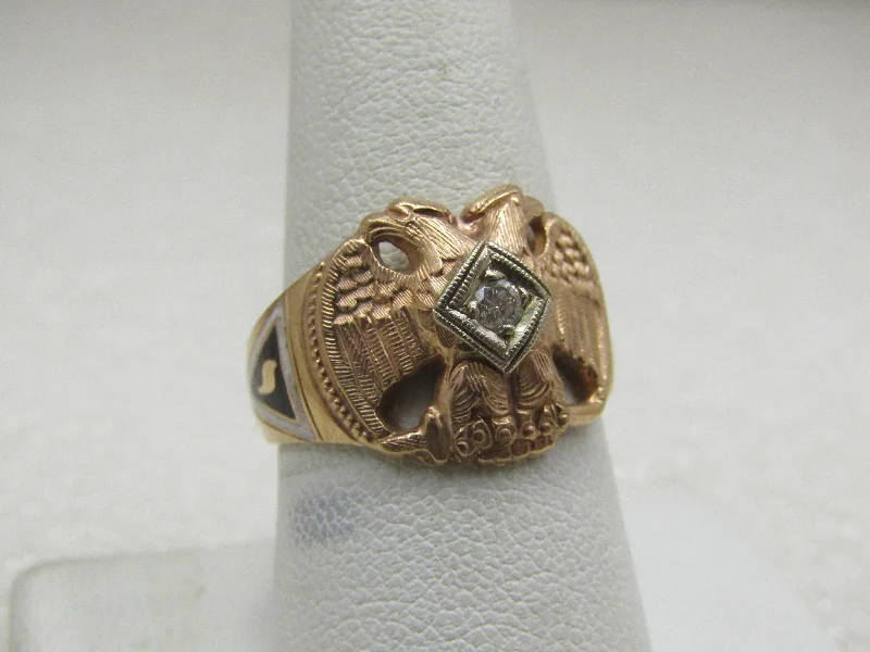 Linen cord rings-Vintage 10kt 32nd Degree Diamond Masonic Ring, Scottish Ring, Sz. 9