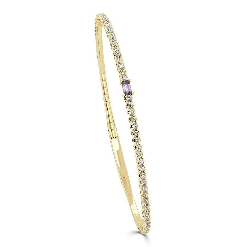 Light filigree bangles-14K Gold Amethyst & Diamond Bangle