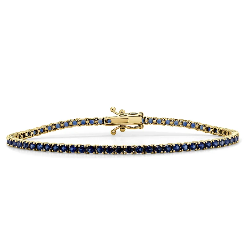 Worn charm bangles-14k Gold & Blue Sapphire Tennis Bracelet