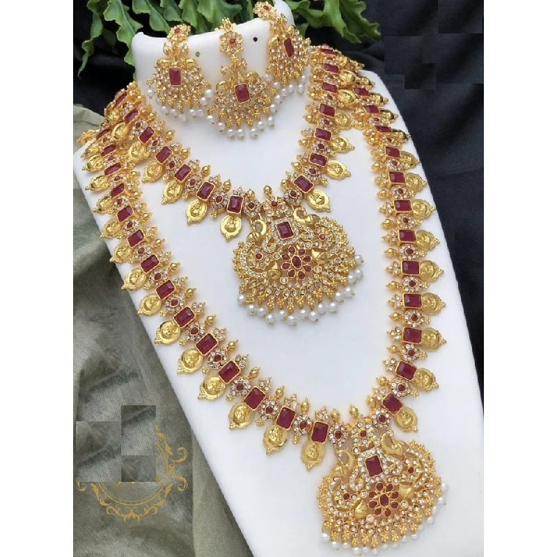 Retro deco necklaces-Akruti Collection Gold Plated Necklace Set