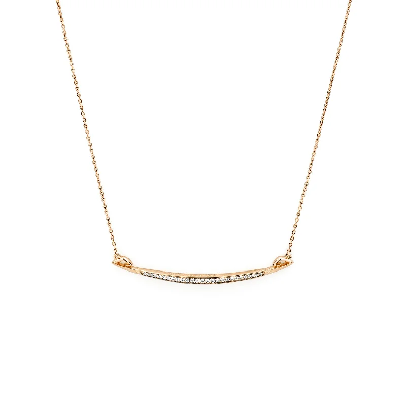 Cosmic charm necklaces-Crescent Pavé Necklace Large - 18K Rose Gold Vermeil + CZ Blanc