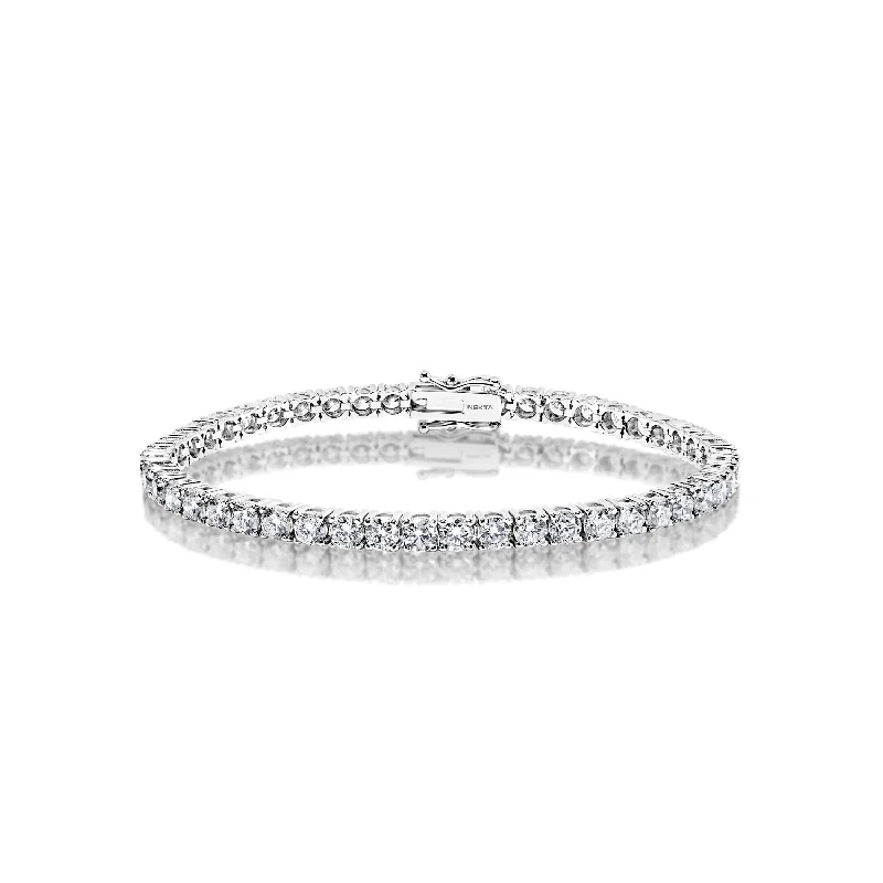 Beaded cluster bangles-Zuri 9 Carats Round Brilliant Diamond Tennis Bracelet in 14k White Gold 19 Pointer Each Stone