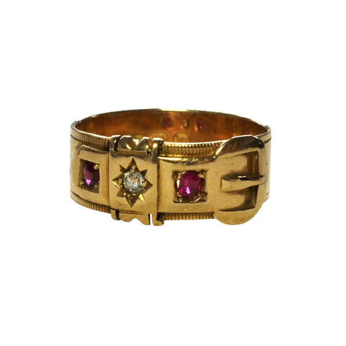 Light clay rings-Ruby & Diamond Buckle Ring