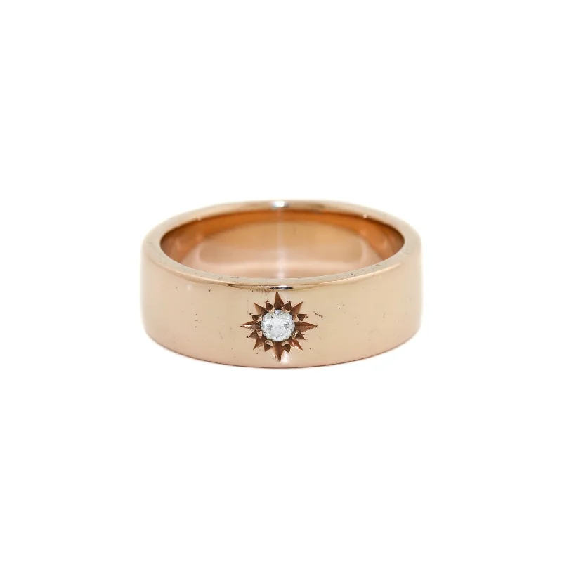 Night gothic rings-Rose Gold Victorian-Style Solitaire Diamond Band