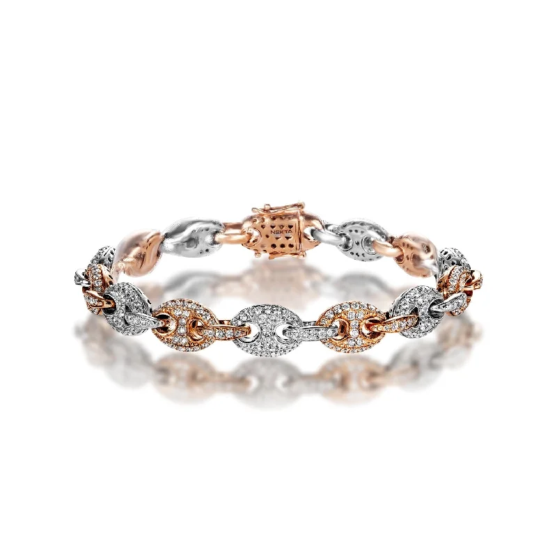 Rose gold bangles-Ian 8 Carat Round Brilliant Diamond Bracelet in 18k White Gold