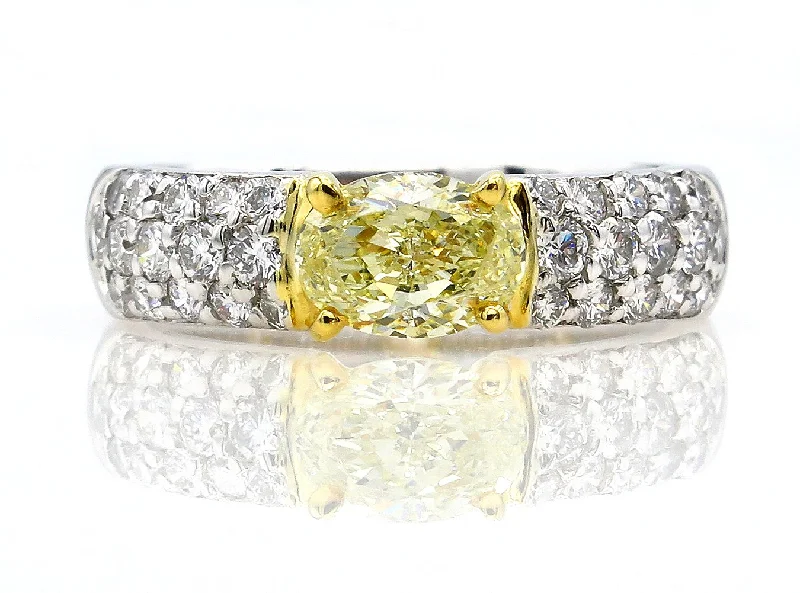 Light filigree rings-GIA "Canary" 1.62ct Natural Fancy Yellow OVAL Diamond Ring