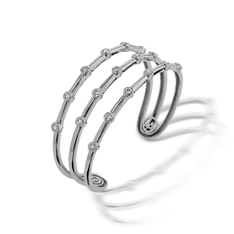 Leaf design bangles-Paloma Wide Diamond Cuff Bracelet