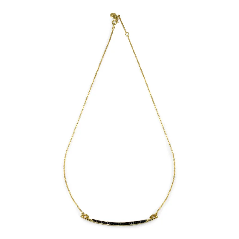 Smooth drop necklaces-Crescent Pavé Necklace Large - 18K Gold Vermeil + CZ Noir