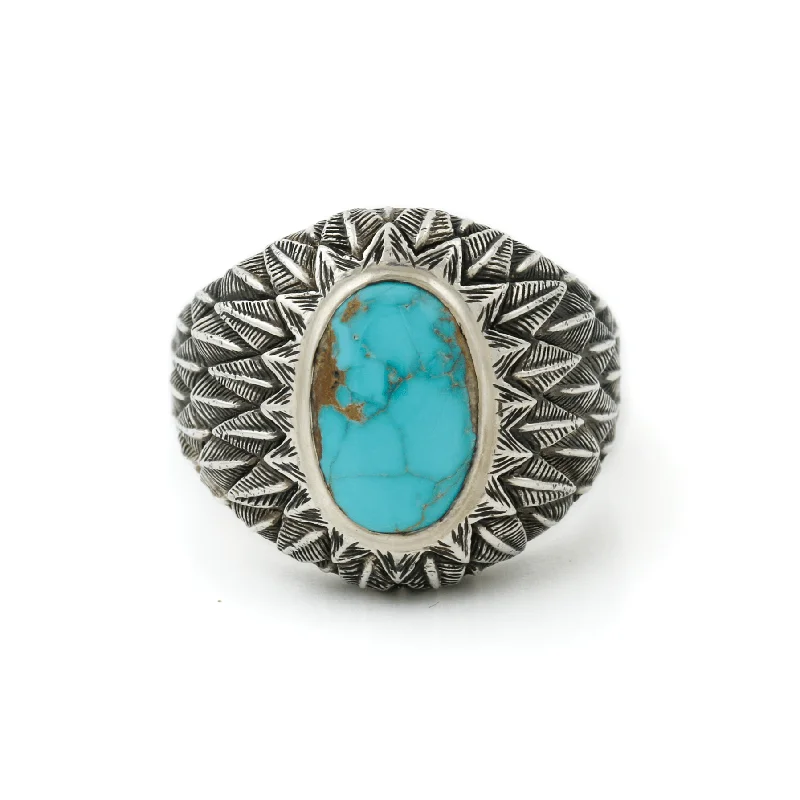 Flat twist rings-Silver x "Griffin" Royston Turquoise Ring