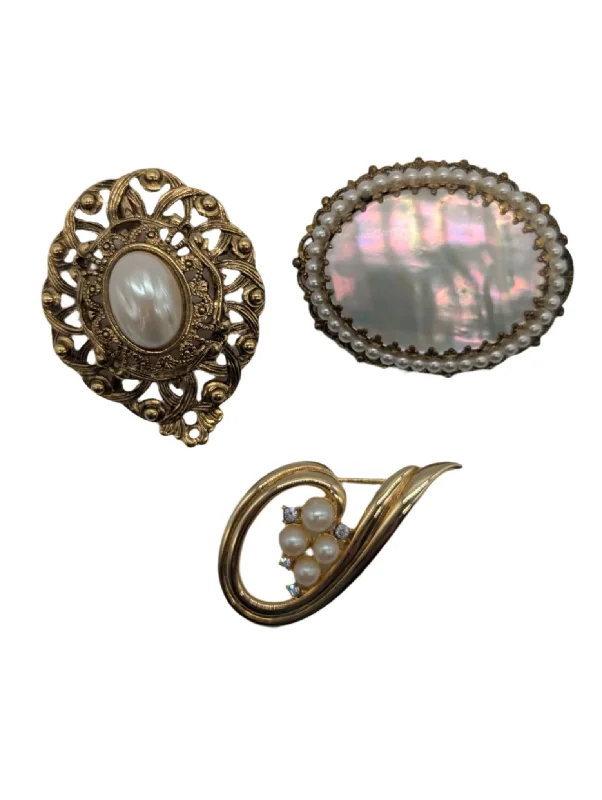 Chunky gem brooch-Caravaggio Vintage Trio Brooch Set