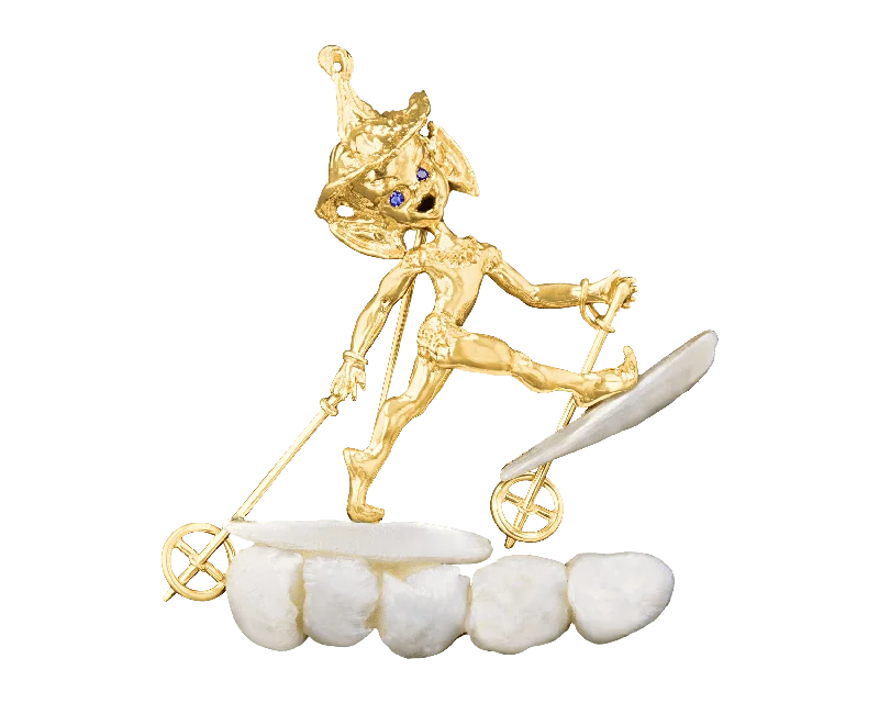 Small wing brooch-Ruser Baroque Pearl Skiier Brooch