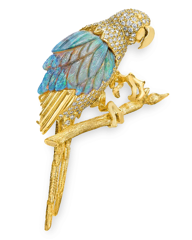 Smooth stone brooch-Henry Dunay Opal Bird Brooch, 21.69 Carats