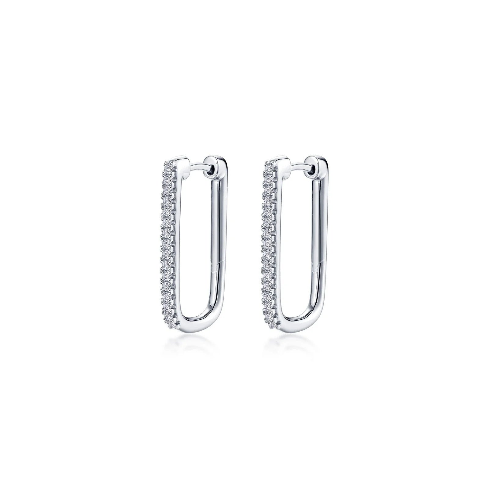 Light clay earrings-Lafonn Simulated Diamond Rectangle Hoop Earrings E0632CLP00