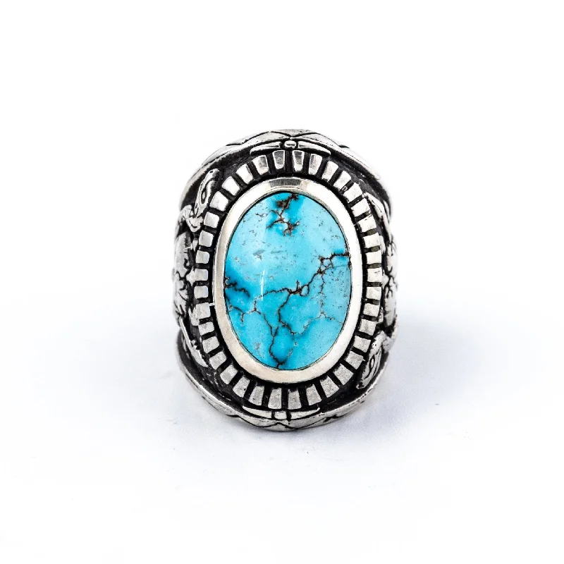 Rough texture rings-Black Mountain x Egyptian Turquoise (Reserved - Dirty Honey)