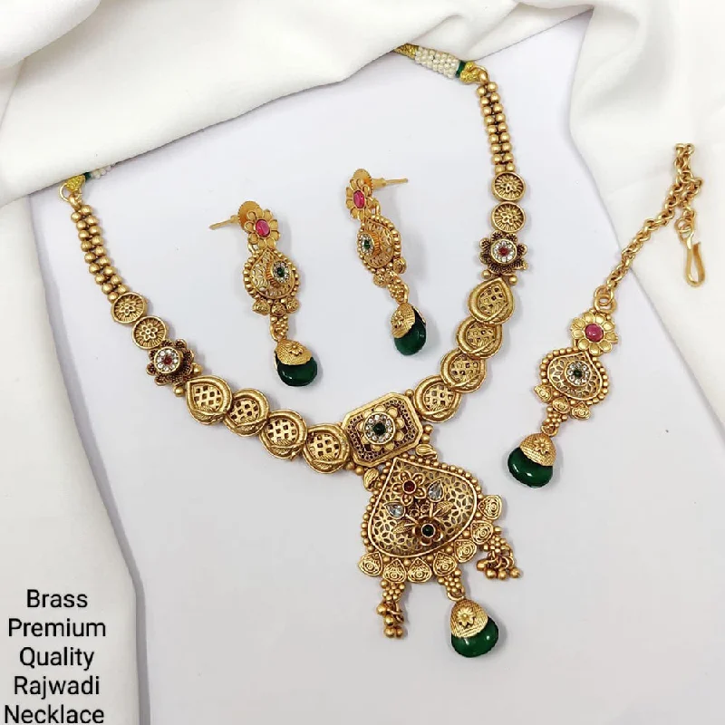 Fairy wing necklaces-Manisha Jewellery Gold Plated Pota Stone Necklace Set