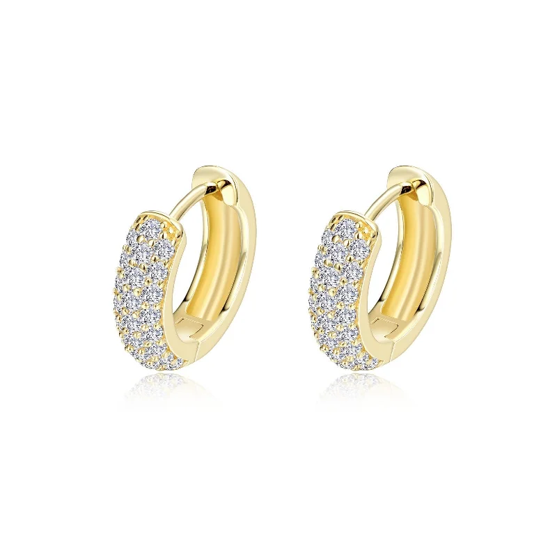 Half moon earrings-Lafonn Simulated Diamond 3 Row Huggie Hoop Earrings E0199CLG