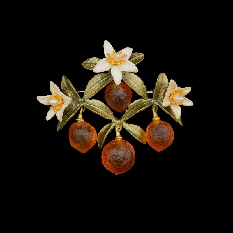 Coiled cord brooch-Orange Brooch - Flower Drop