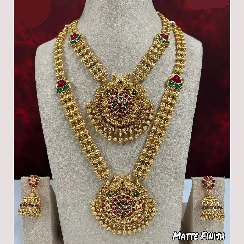 Flat knot necklaces-Diksha Collection Pota Stone Necklace Combo Set