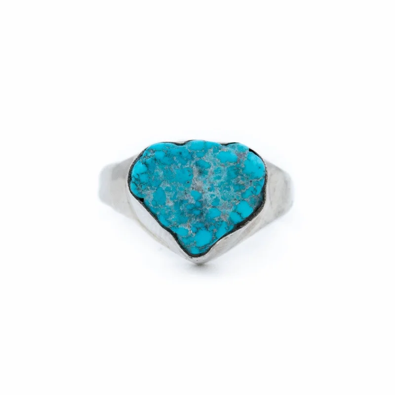 Tide motif rings-Rugged Turquoise Nugget Ring