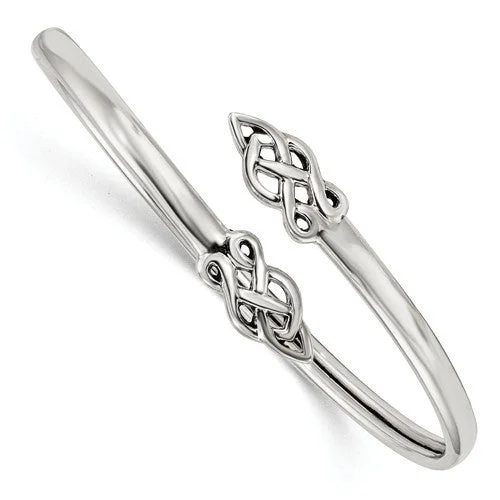 Shiny modern bangles-Sterling Silver Celtic Knot Flexible Bangle Bracelet