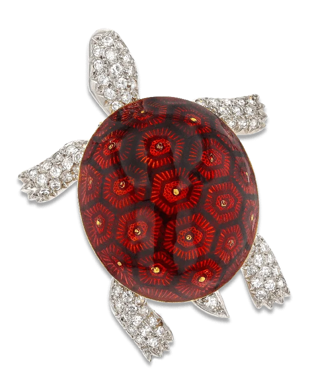 Linen thread brooch-Boucheron Enamel and Diamond Turtle Brooch