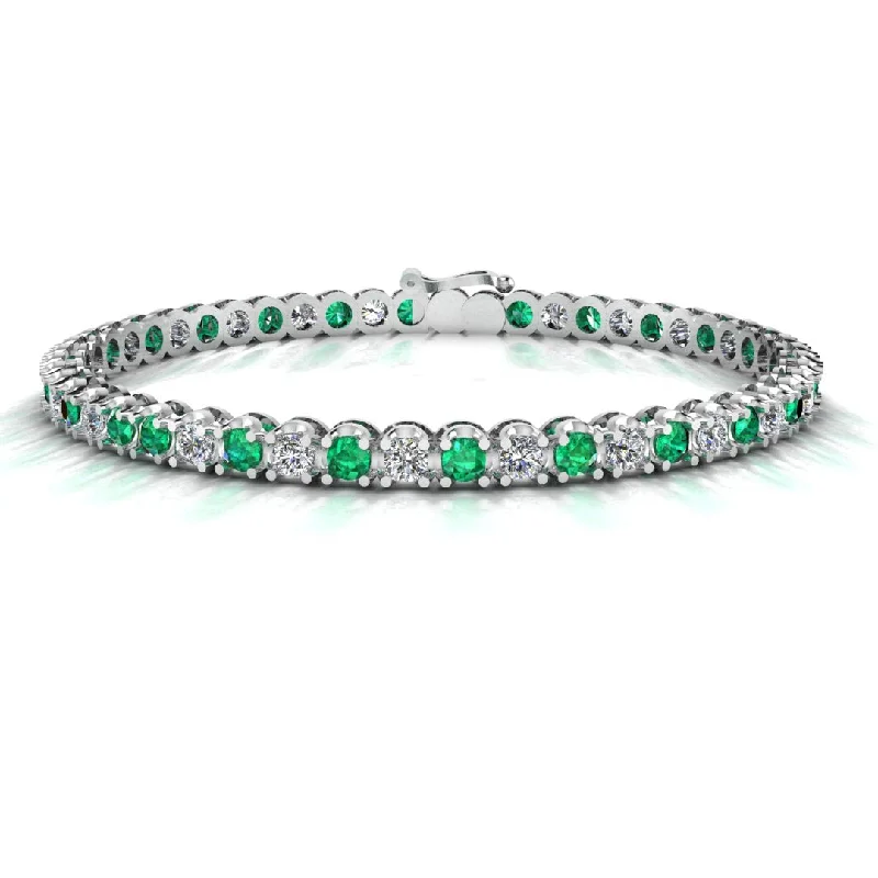 Pure star bangles-Round Brilliant Diamond and Emerald Bracelet BRDE45558