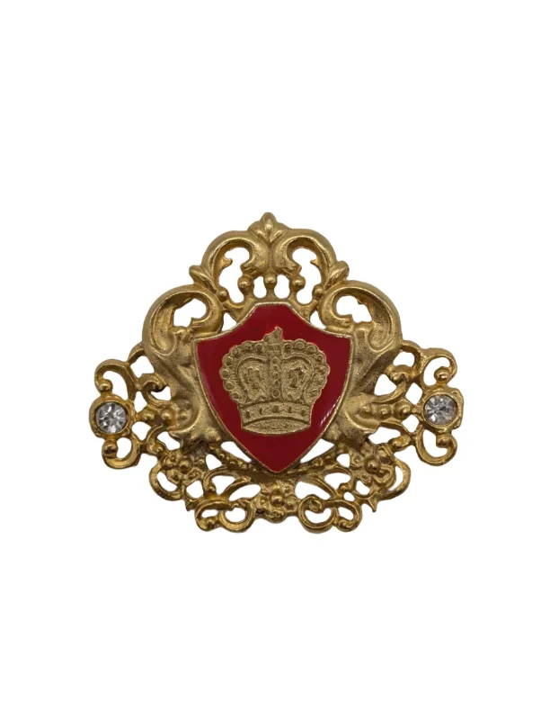 Morganite stone brooch-The Lionheart Crest Brooch