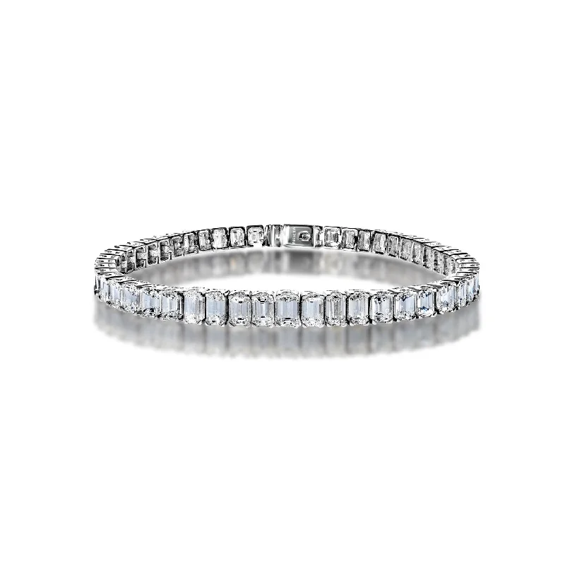 Thai style bangles-Blair 18 Carat Emerald Cut Diamond Tennis Bracelet in 18k White Gold