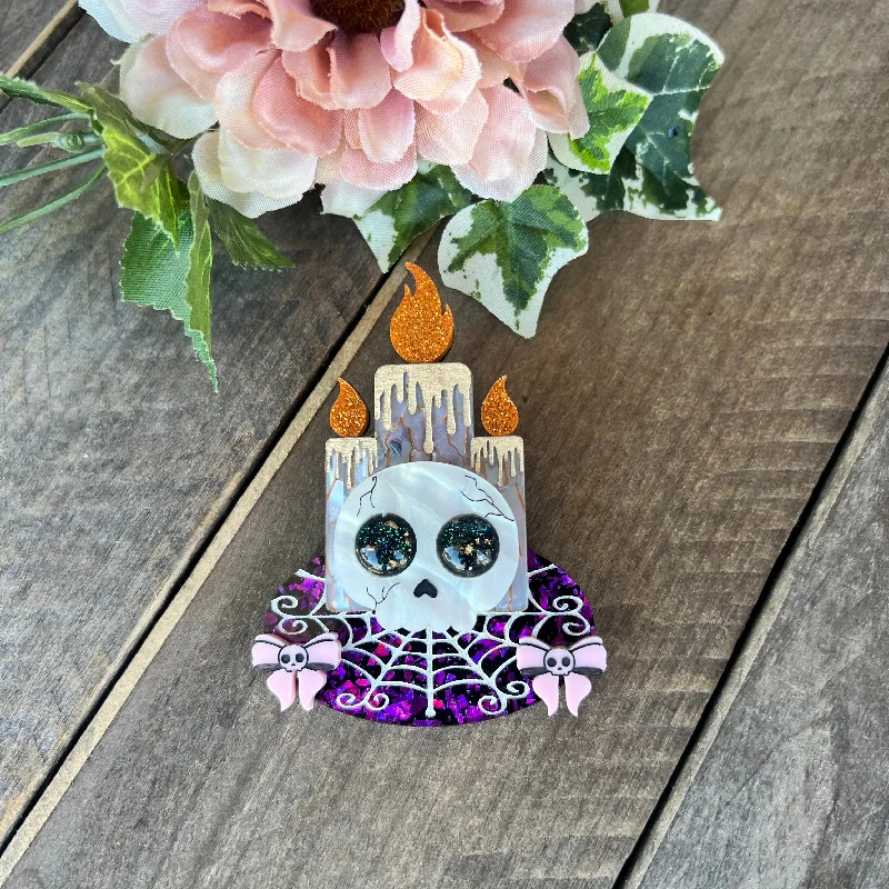 Clear quartz brooch-Spooky Candle Brooch (Last Chance!)