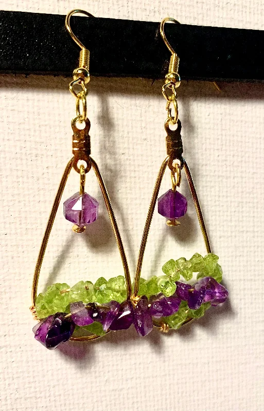 Reef knot earrings-Lorraine Handmade Amethyst and Peridot Earrings