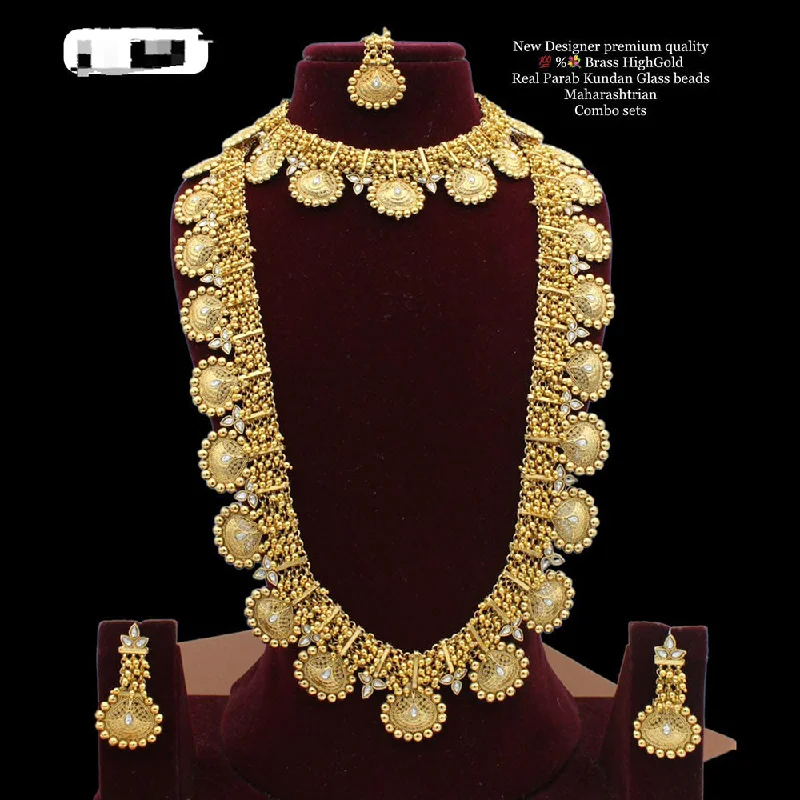 Square shape necklaces-Manisha Jewellery Gold  Plated Kundan Double Necklace Set