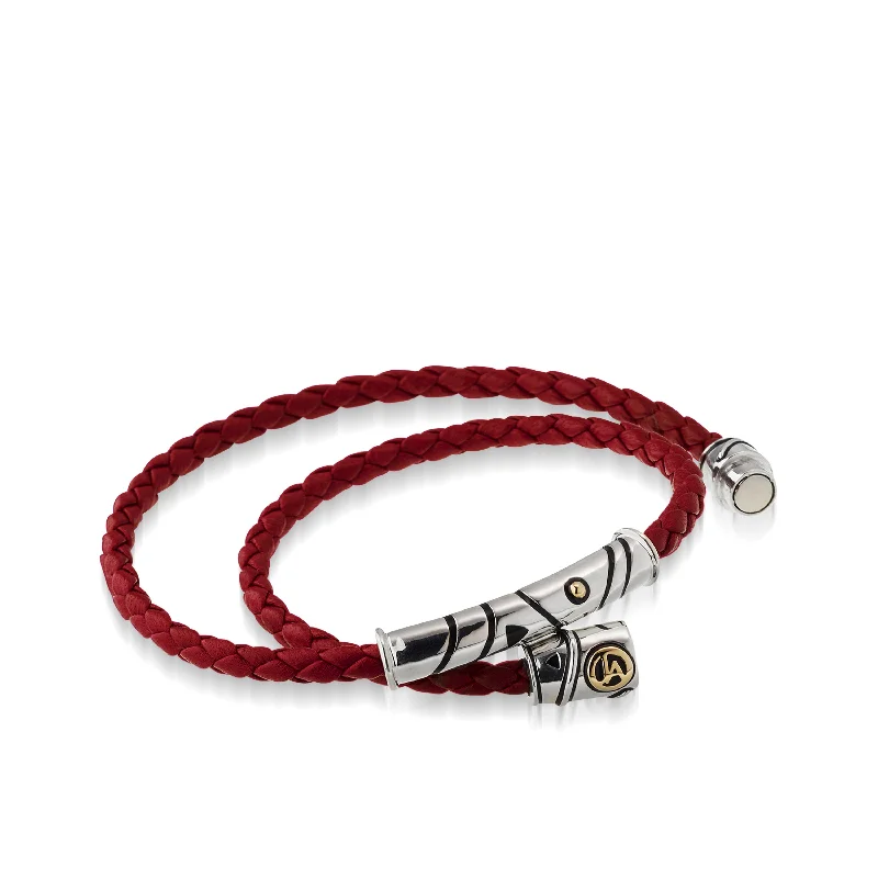 Woven cord bangles-Solar Leather Double-Wrap Bracelet