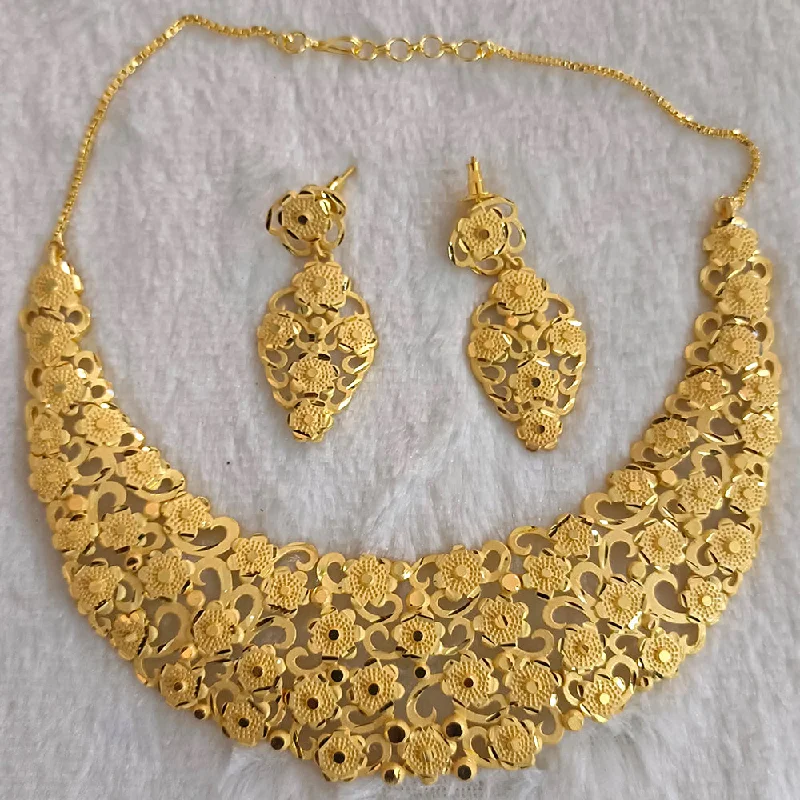 Oval stone necklaces-Pari Art Jewellery Forming Gold Necklace Set