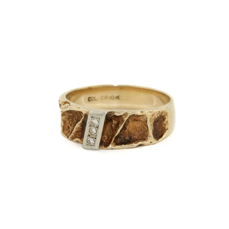 Antique vow rings-10k Gold x Rustic 6mm Band