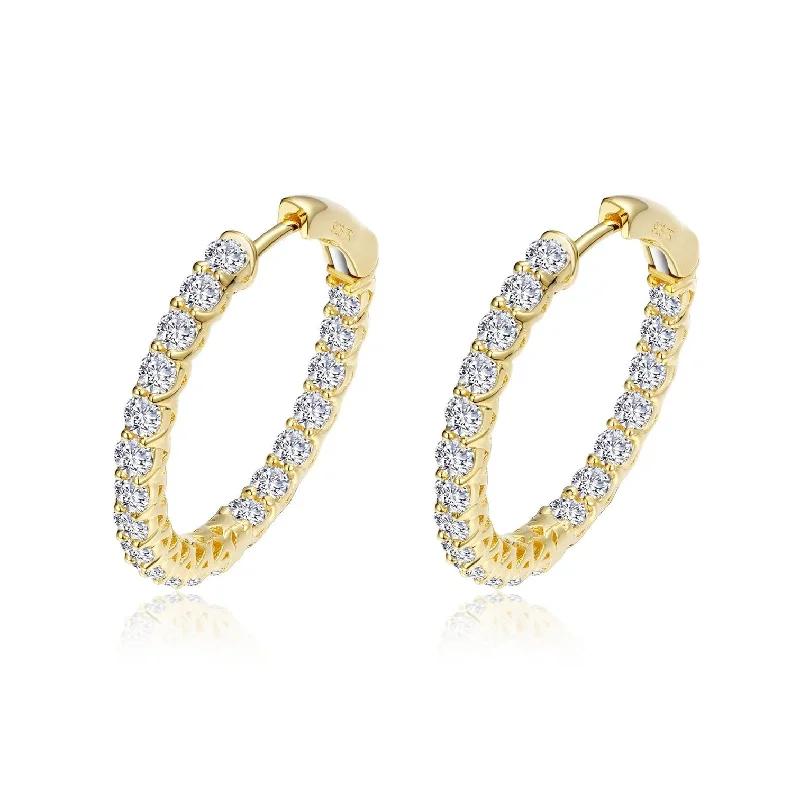 Petal hoop earrings-Lafonn Simulated Diamond 2.00ct Inside Out 20mm Hoop Earrings E3018CLG