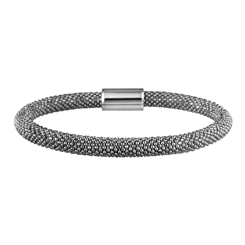 Wave motif bangles-Oxidised Bold Mesh Bracelet