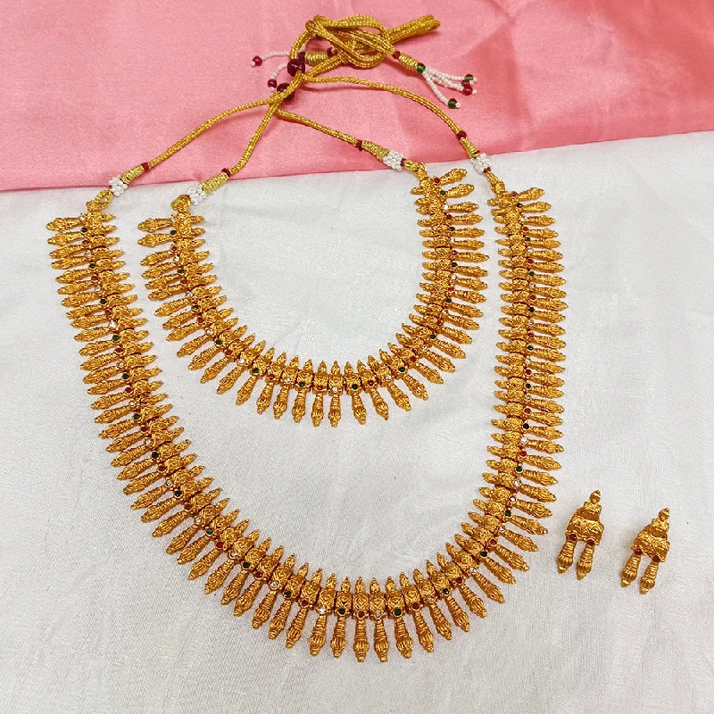 Thin-line necklaces-Bhavi Jewels Gold Plated Double Necklace Set