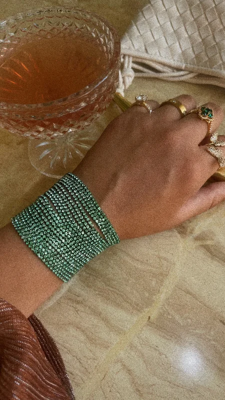 Sleek gem bangles-Endless Nights Embellished Bracelet - Green