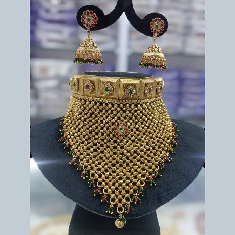 Lace charm necklaces-Manisha Jewellery Gold Plated Pota Stone Necklace Set